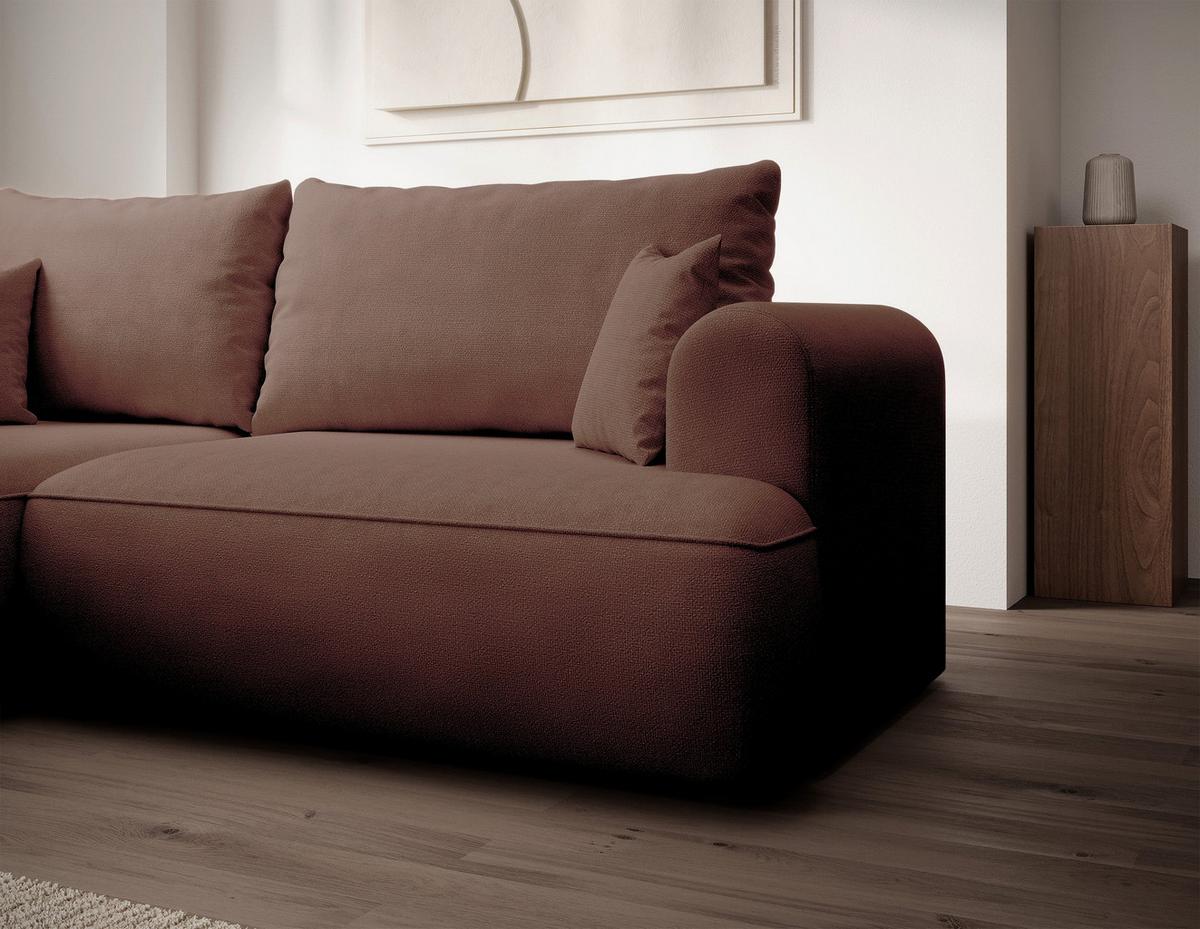 ECKSOFA Ovo Mini Kupfer links - Schwarz/Kupferfarben, Kunststoff/Textil (238/156cm) - Selsey