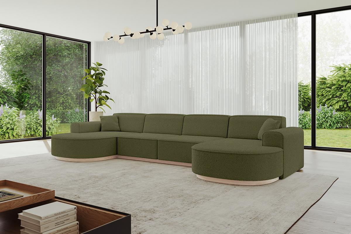 WOHNLANDSCHAFT MARI-U2-v1 - 388x171x83 cm Grün Bouclé - Grün, Holzwerkstoff/Textil (388/83/171cm) - ALTDECOR