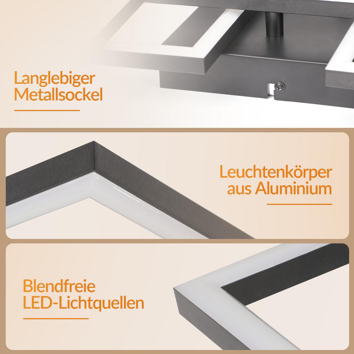 LED DECKENLEUCHTE Sylvex 58/58/6.7 cm - Schwarz, Kunststoff (58/58/6.7cm) - ZMH