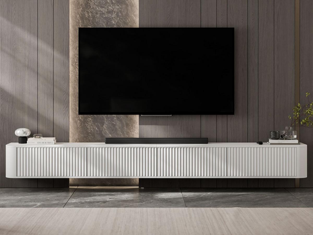 TV-LOWBOARD 2er-Set Aurora Weiß matt 280 cm - Weiß, Holzwerkstoff (280/30/35cm) - Meble Lindner