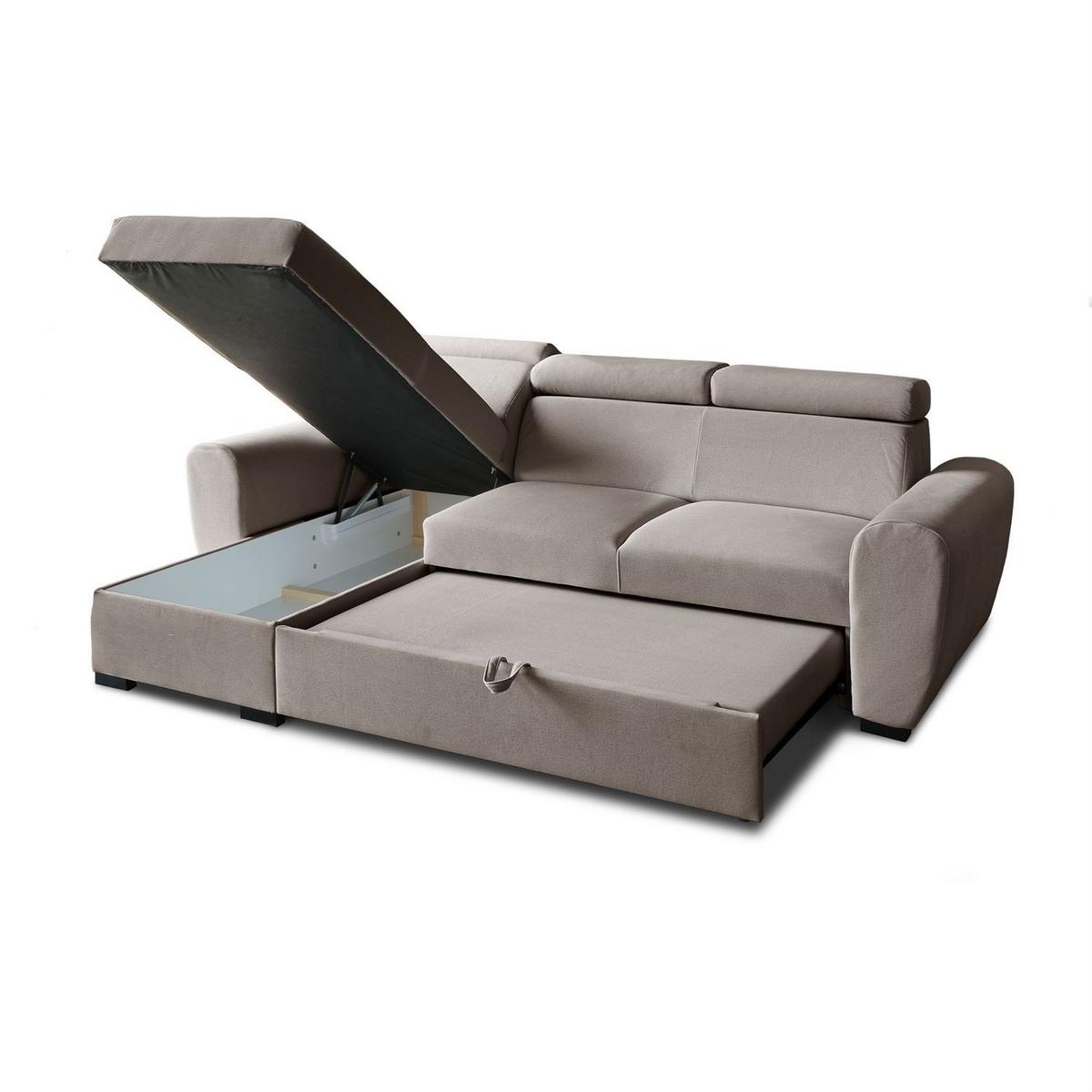 ECKSOFA FALCO mit Schlaffunktion Elli 28 - Grau, Textil (253/174cm) - Lookway