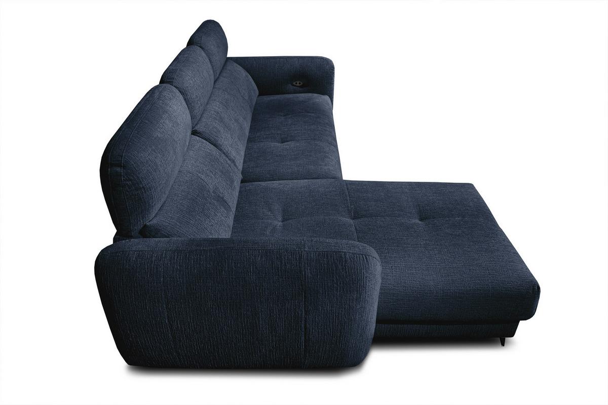 ECKSOFA SVEN 3-Sitzer, 1 Relax XL, verstellbare Kopfstützen, navy blue - Schwarz/Dunkelblau, Holzwerkstoff/Textil (256/163cm) - Wozimo