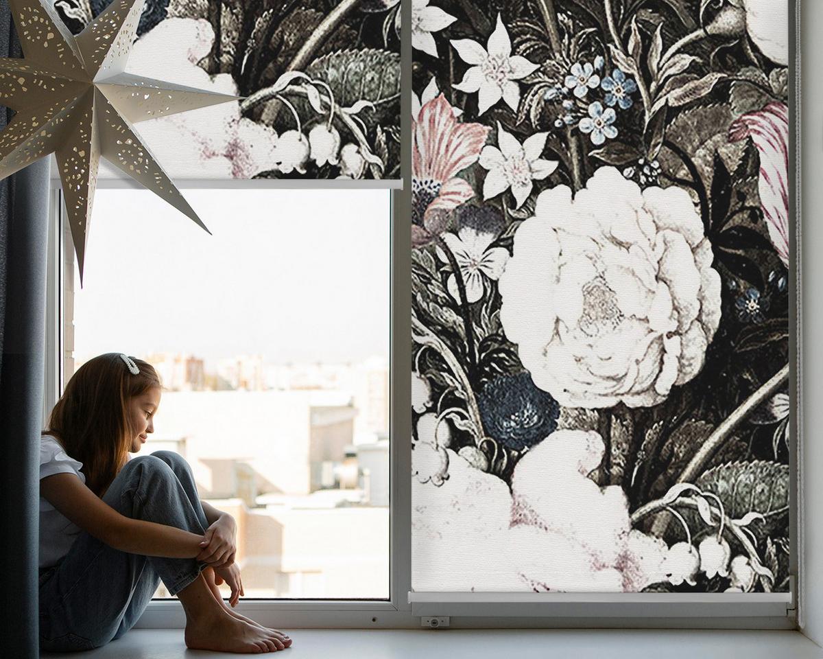 INNENROLLO - Fensterrollo - Rollo - 60x40 cm - Blumenstrauß - Weiß, Kunststoff (60/140/0.5cm) - TULUP