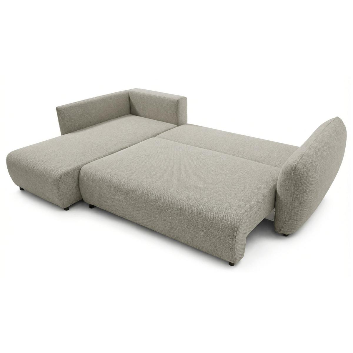ECKSCHLAFSOFA Zordo GRAUBEIGER CHENILLE LINKS MIT ZWEI BETTKÄSTEN - Taupe/Schwarz, Kunststoff/Textil (256/170cm) - Selsey