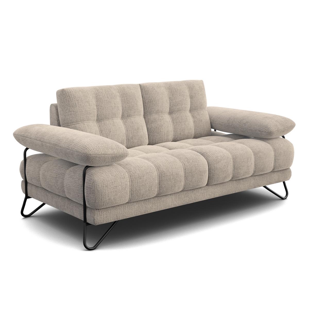SOFA BUBBARA 2-Sitzer, beige - Beige/Schwarz, Holz/Textil (185/87/96cm) - Wozimo