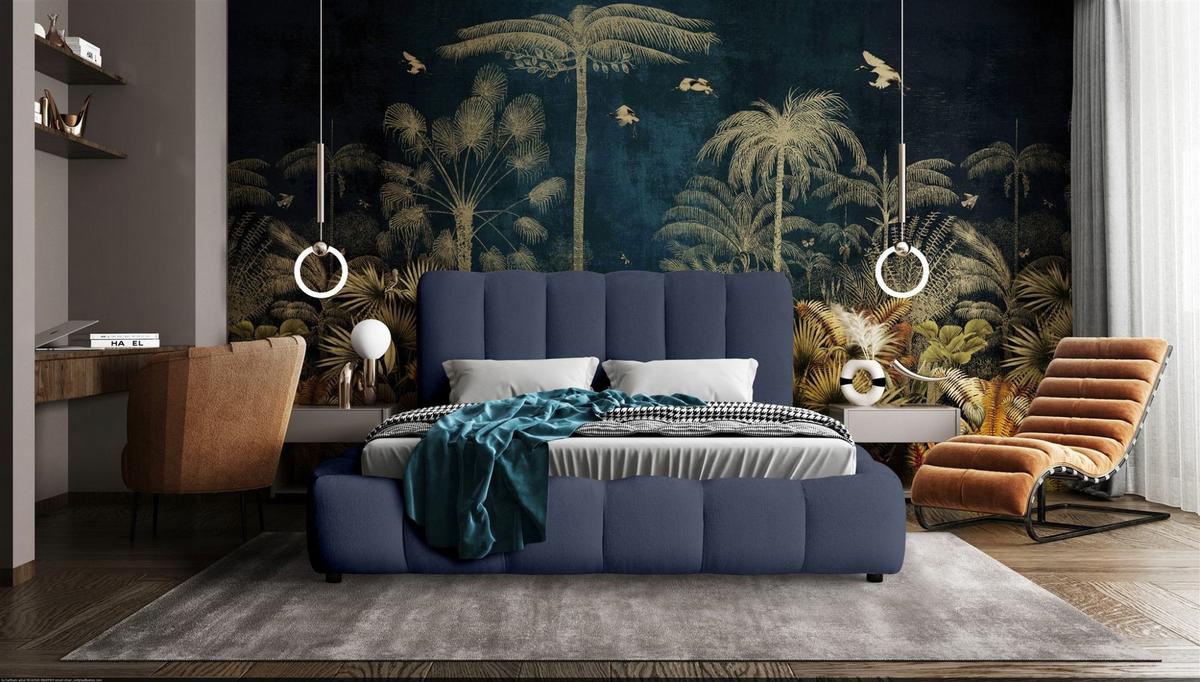 POLSTERBETT Heda Komplettset - Blau, Holzwerkstoff/Textil (180/200cm) - Fun Möbel