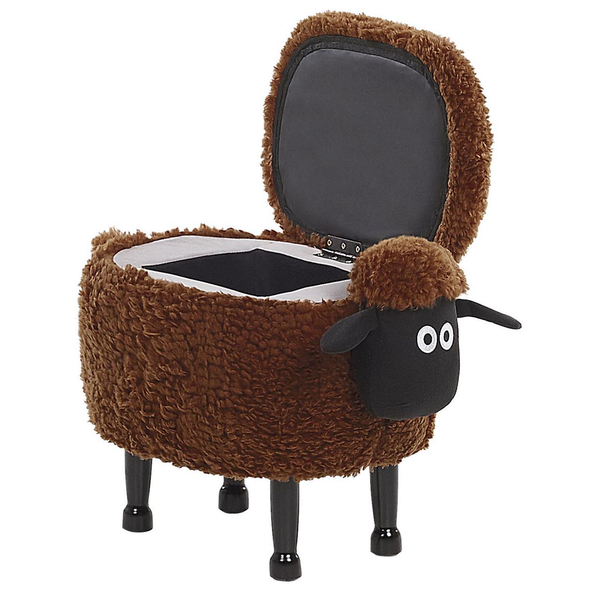 TIERHOCKER Braun Sheep 35/55/40 cm - Braun, Kunststoff/Textil (55/40/35cm) - Beliani