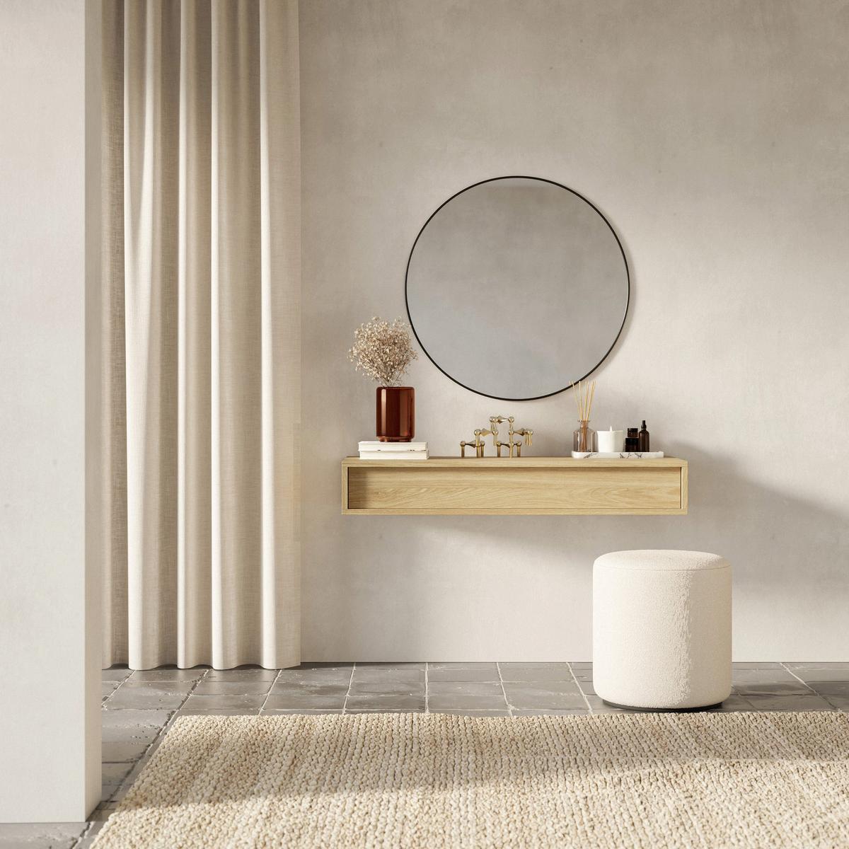 WANDKONSOLE Sanva Eiche geölt Optik 90 cm - Beige, Holzwerkstoff (90/17/35cm) - Selsey