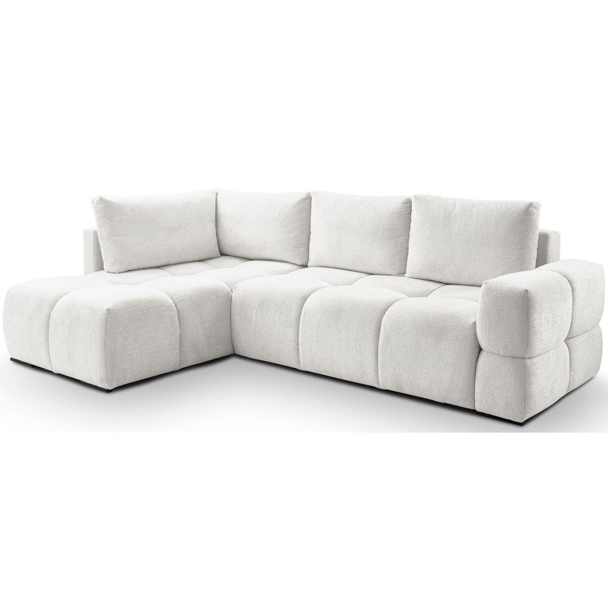 ECKSOFA Taremi mit Chenillebezug Weiß, beidseitig - Schwarz/Weiß, Textil (267/185cm) - Selsey