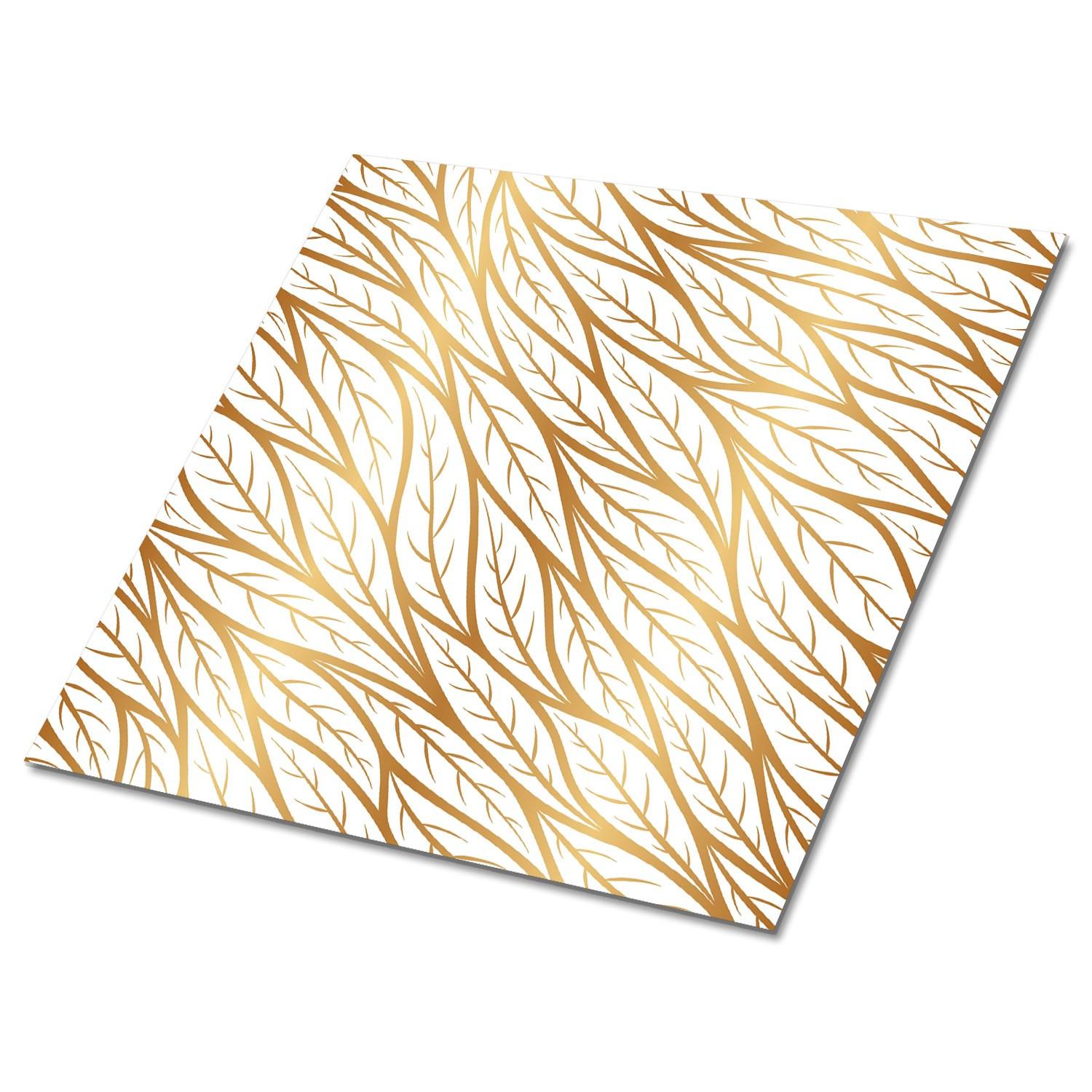 SELBSTKLEBENDE Wandfliesen 9 Stück 30x30 cm - Goldene Blätter - Goldfarben, Textil (30/1.6/30cm) - TULUP