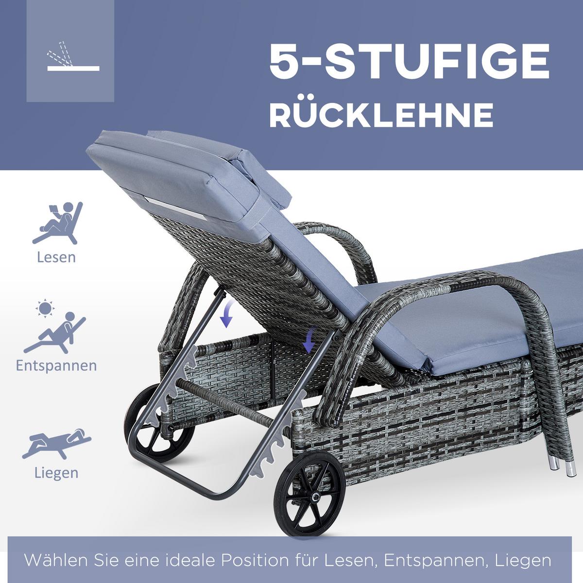 GARTENMÖBEL Set, Metall, PE, Grau - Grau, Metall - Outsunny
