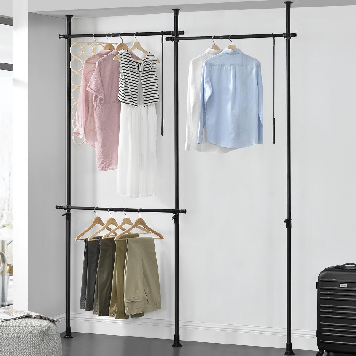 TELESKOPGARDEROBE Kemi - Schwarz, Metall (230/278/5cm) - [en.casa]