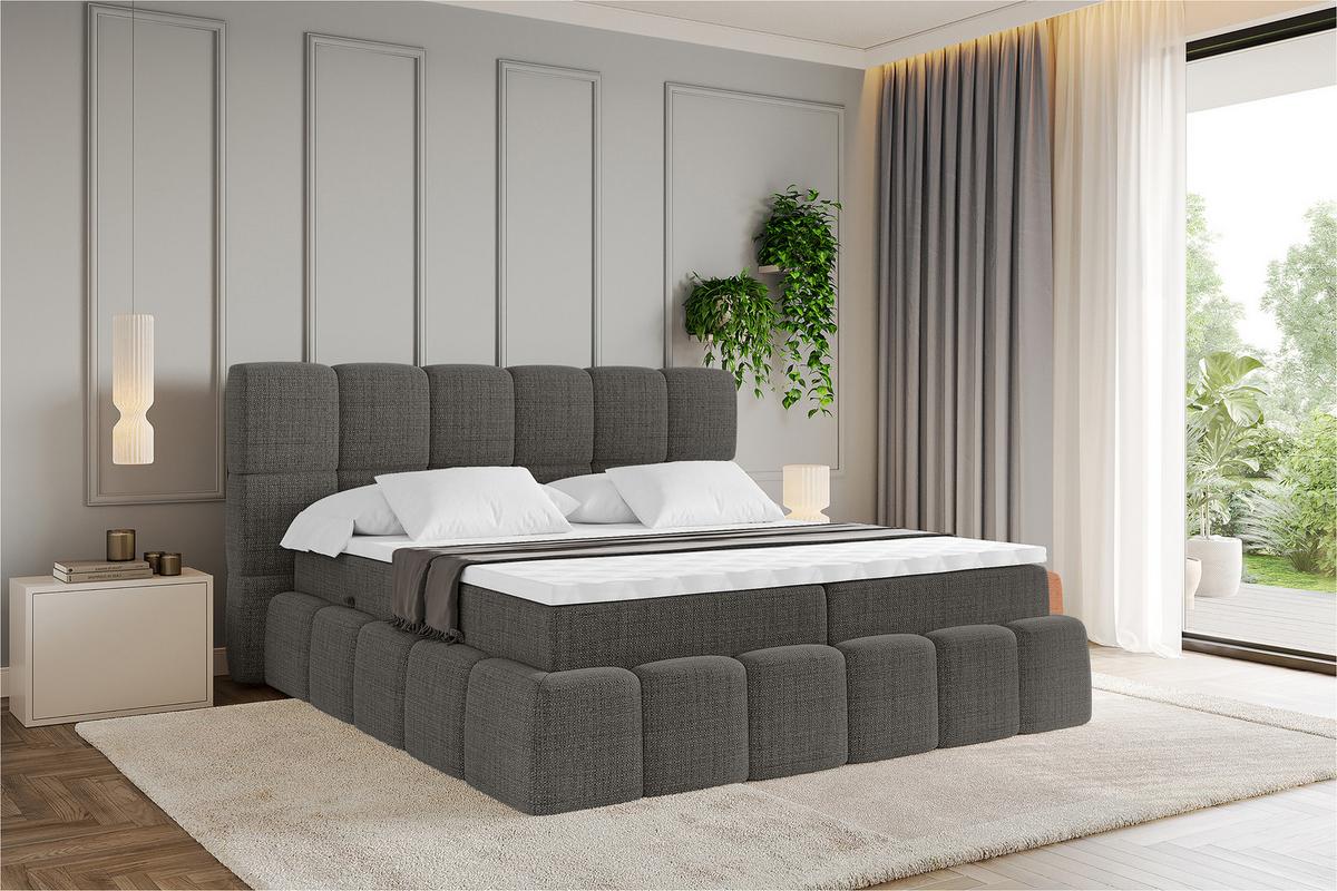 BOXBETT - AURI-H4 - 200x200 Grau Aragon - Graubraun, Holzwerkstoff (200/200cm) - ALTDECOR