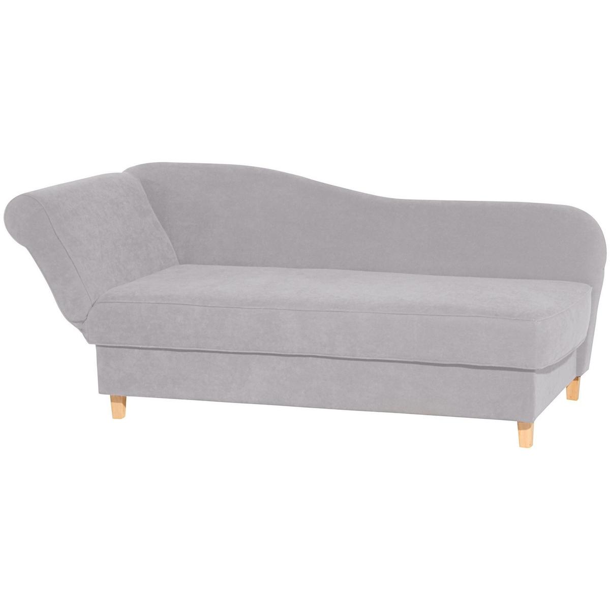 RECAMIERE mit Armteil links klappbar Katia Bezug Veloursstoff Buche natur / silber - Grau, Kunststoff (190/82/88cm) - 58aufmkessel