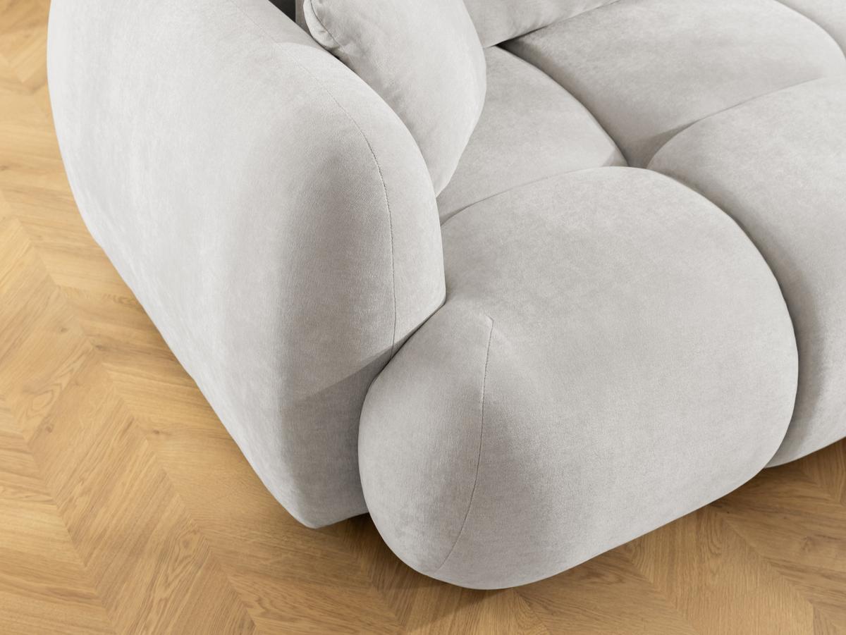 ECKSOFA Loretto aus natürlichem Creme Webstoff mit Schlaffunktion, Bettkasten und tiefen Steppungen in Bubble-Optik - Creme/Schwarz, Holz/Kunststoff (275/180cm) - S-Style