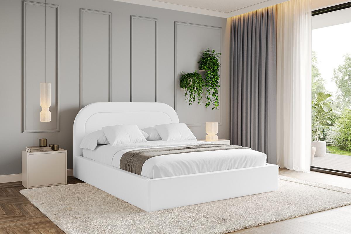 POLSTERBETT mit Bettkasten und Lattenrost, Boxbett ohne Matratze - LERAY 120x200 Weiß Kunstleder - Weiß Hochglanz, Holzwerkstoff/Textil (120/200cm) - ALTDECOR