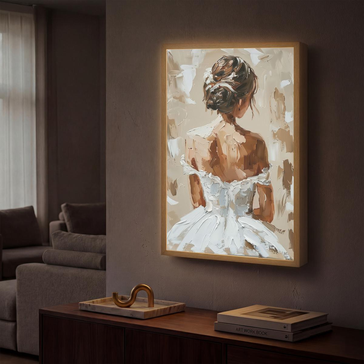 WANDLEUCHTE MIT AKKU Frau - Farbe - Abstrakt - Beige - Modern 40x60 cm - Hellbraun, Holzwerkstoff (40/60/8cm) - OnlyWow