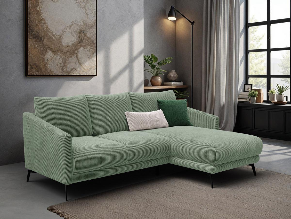 ECKSOFA VILT 3-Sitzer, mint - Schwarz/Mintgrün, Holzwerkstoff/Textil (221/156cm) - Wozimo