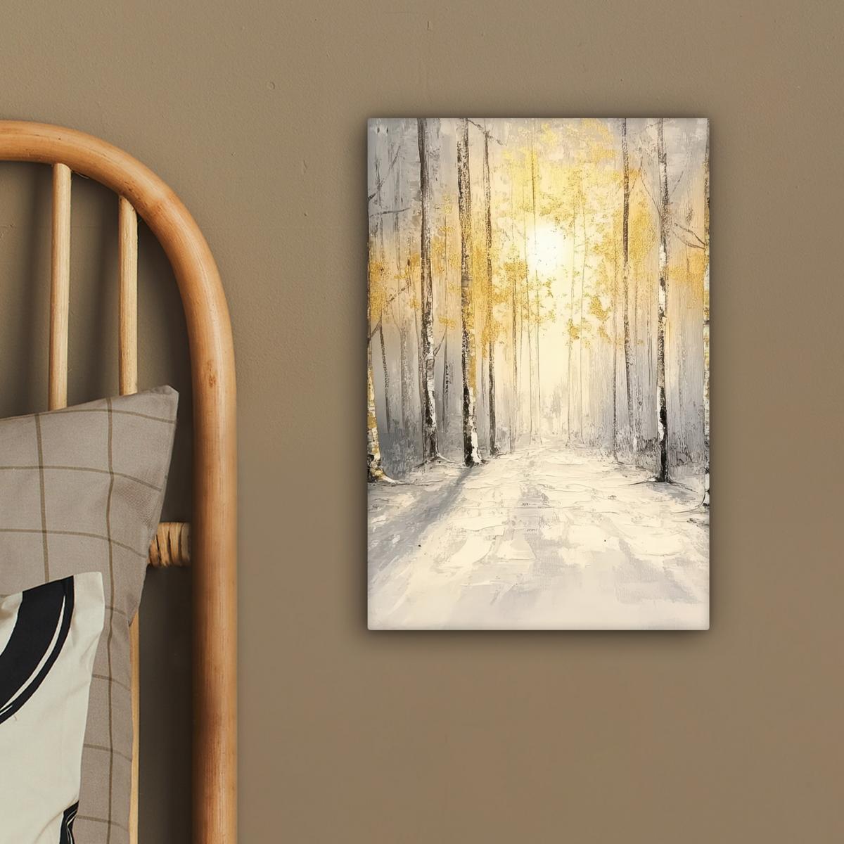 LEINWANDBILD Winter - Abstrakt - Schnee - Natur - Sonne Deko Wohnzimmer 20x30 cm - Grau, Textil (20/30cm) - MuchoWow