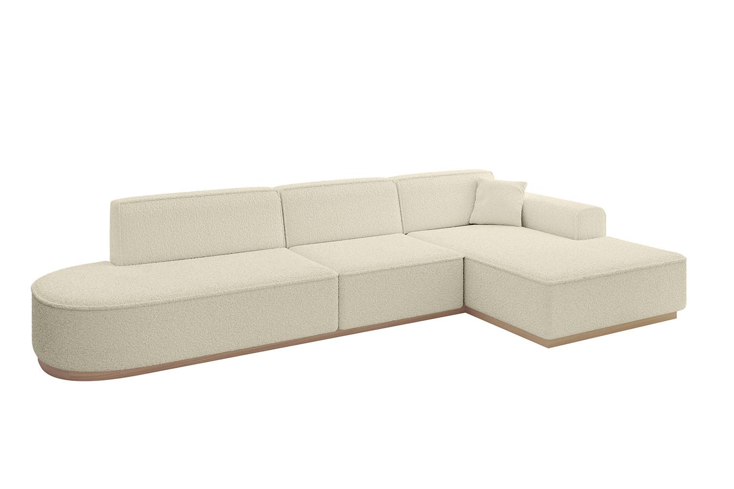 ECKSOFA Ottomane Rechts IREA-L2 - 327x165x80 cm Beige - Hellbraun/Creme, Holzwerkstoff/Textil (327/165cm) - ALTDECOR
