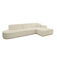ECKSOFA Ottomane Rechts IREA-L2 - 327x165x80 cm Beige - Hellbraun/Creme, Holzwerkstoff/Textil (327/165cm) - ALTDECOR