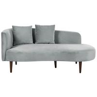 CHAISELONGUE Samtstoff hellgrau linksseitig Chaumont - Dunkelbraun/Grau, Textil (168/75/74cm) - Beliani