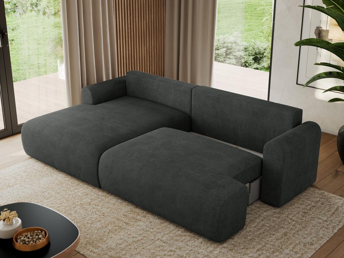 ECKSCHLAFSOFA TONO L Dunkelgrau Struktur - links - Dunkelgrau/Schwarz, Kunststoff/Textil (260/150cm) - MKS
