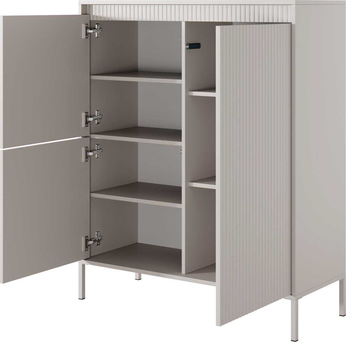 HIGHBOARD Cindy Beige 104/123/40 cm - Beige/Braun, Holzwerkstoff/Metall (103.5/123.4/39.5cm) - WFL GROUP