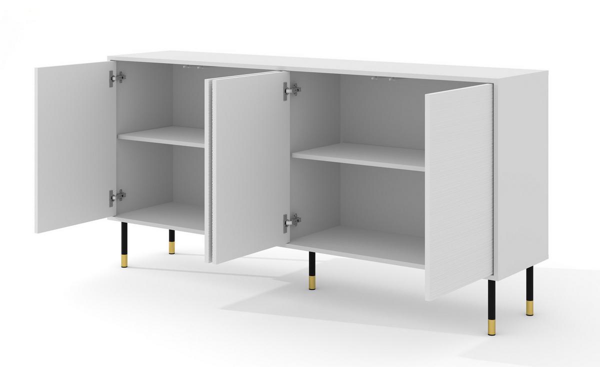 TV LOWBOARD Weiß, Schwarz, Gold 180/89/40 - Schwarz/Weiß, Holzwerkstoff (180/89/40cm) - RAUMHIRSCH FURNITURE