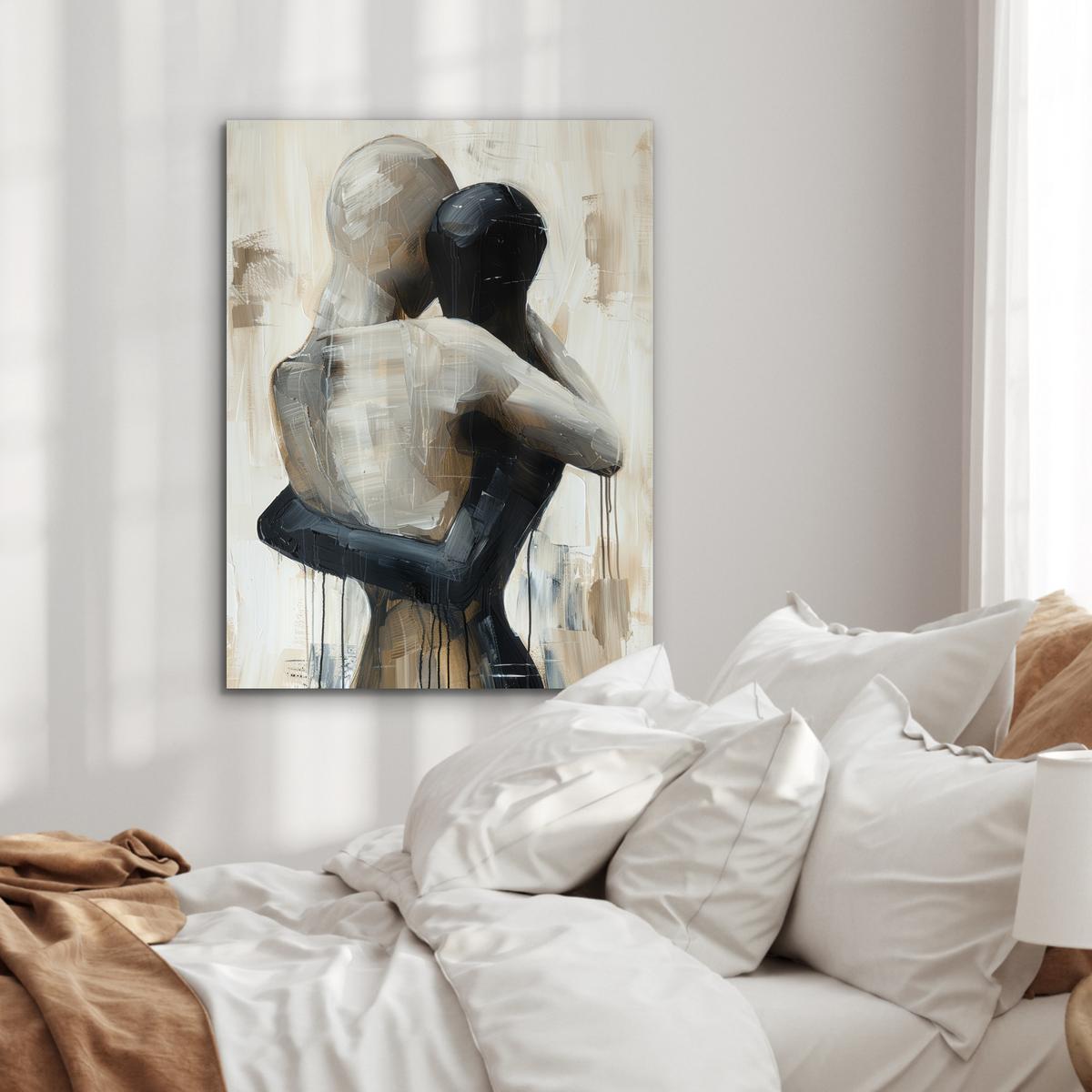METALLBILD Abstrakt - Liebe - Schwarz und weiß - Modern 60x80 cm - Schwarz, Metall (60/80cm) - MuchoWow