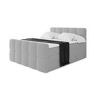 BOXBETT mit Matratze H3/H4 - FAMA-Z KING - 120x200 cm Hellgrau Quelle - Hellgrau, Holzwerkstoff (120/200cm) - ALTDECOR