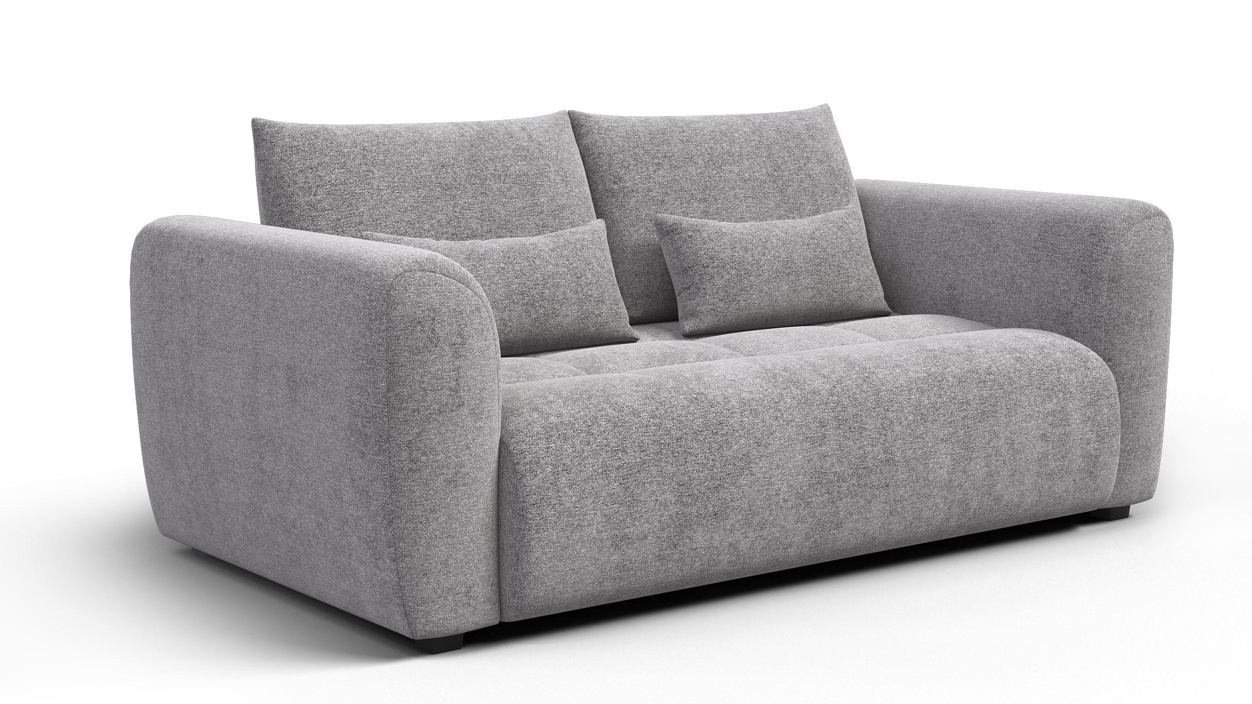SOFA SORENO 3-Sitzer, platingrau - Schwarz/Grau, Holz/Textil (214/94/114cm) - Wozimo