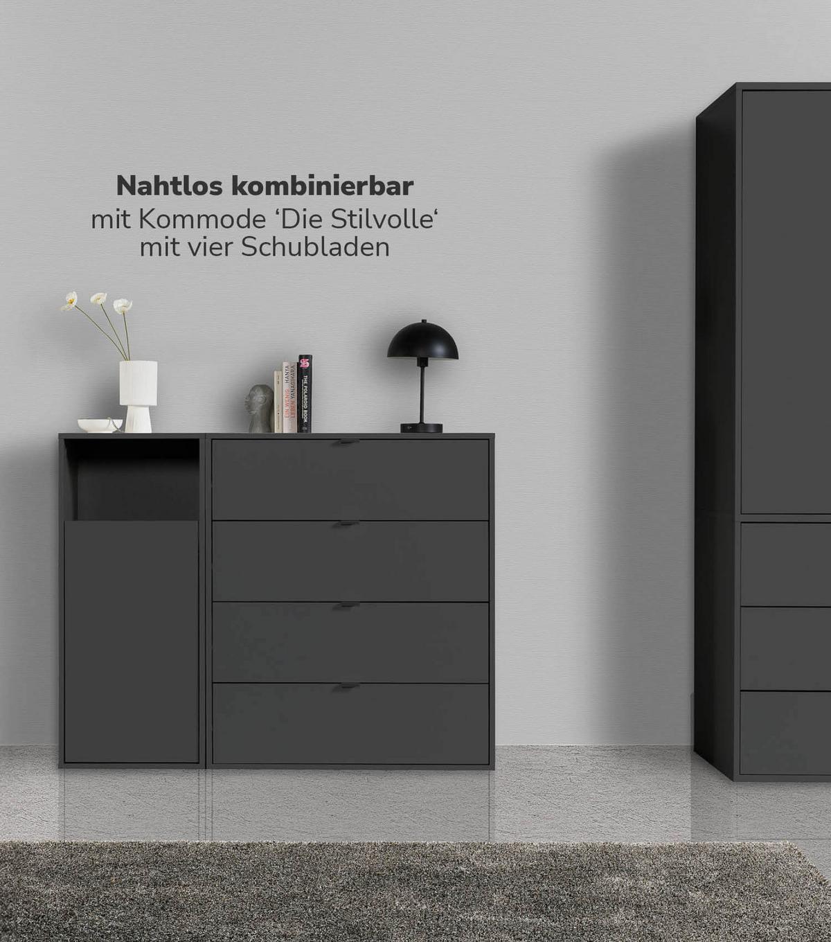WÄSCHESCHRANK Der Wäschehüter - Schwarz, Holzwerkstoff (41/95/40cm) - Mokebo