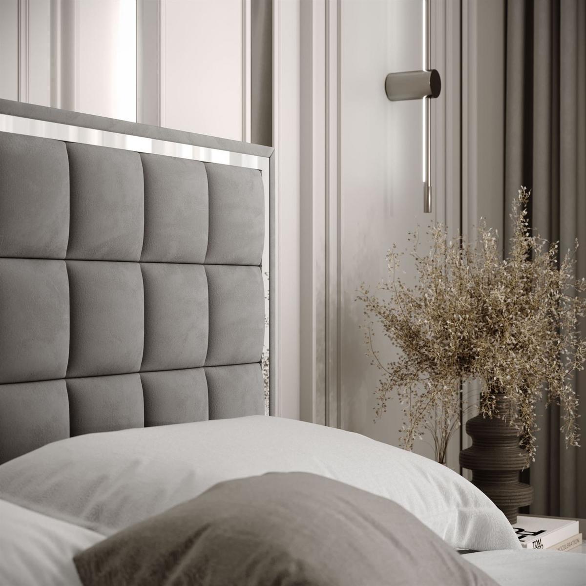POLSTERBETT ISADORA SILVER mit Bettkasten 140x200 cm Royal Velvet 250 - Grau, Textil - Lookway