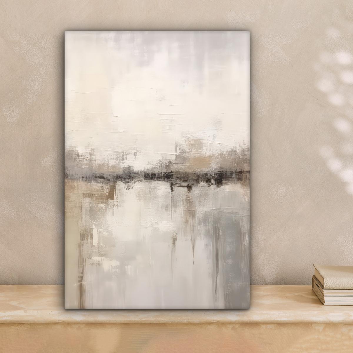 LEINWANDBILD Moderne Kunst - Abstrakt - Beige Deko Wohnzimmer 20x30 cm - Beige, Textil (20/30cm) - MuchoWow