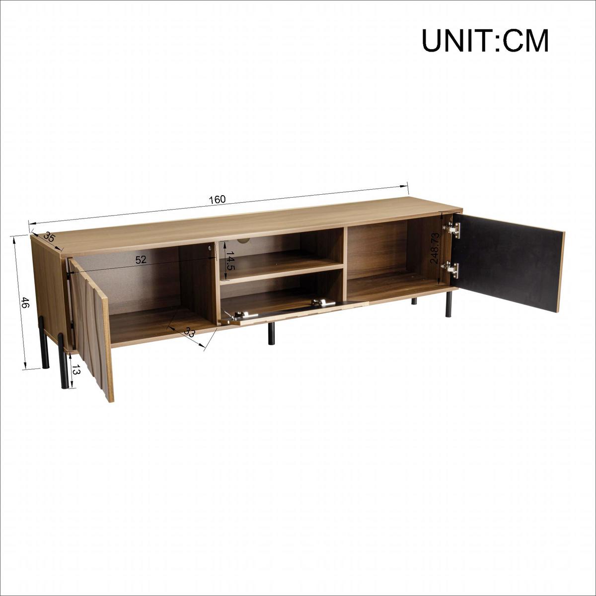 TV-SCHRANK 160 cm in Natur mit 3 Türen - Schwarz, Holzwerkstoff (160/46/35cm) - Urban Meuble