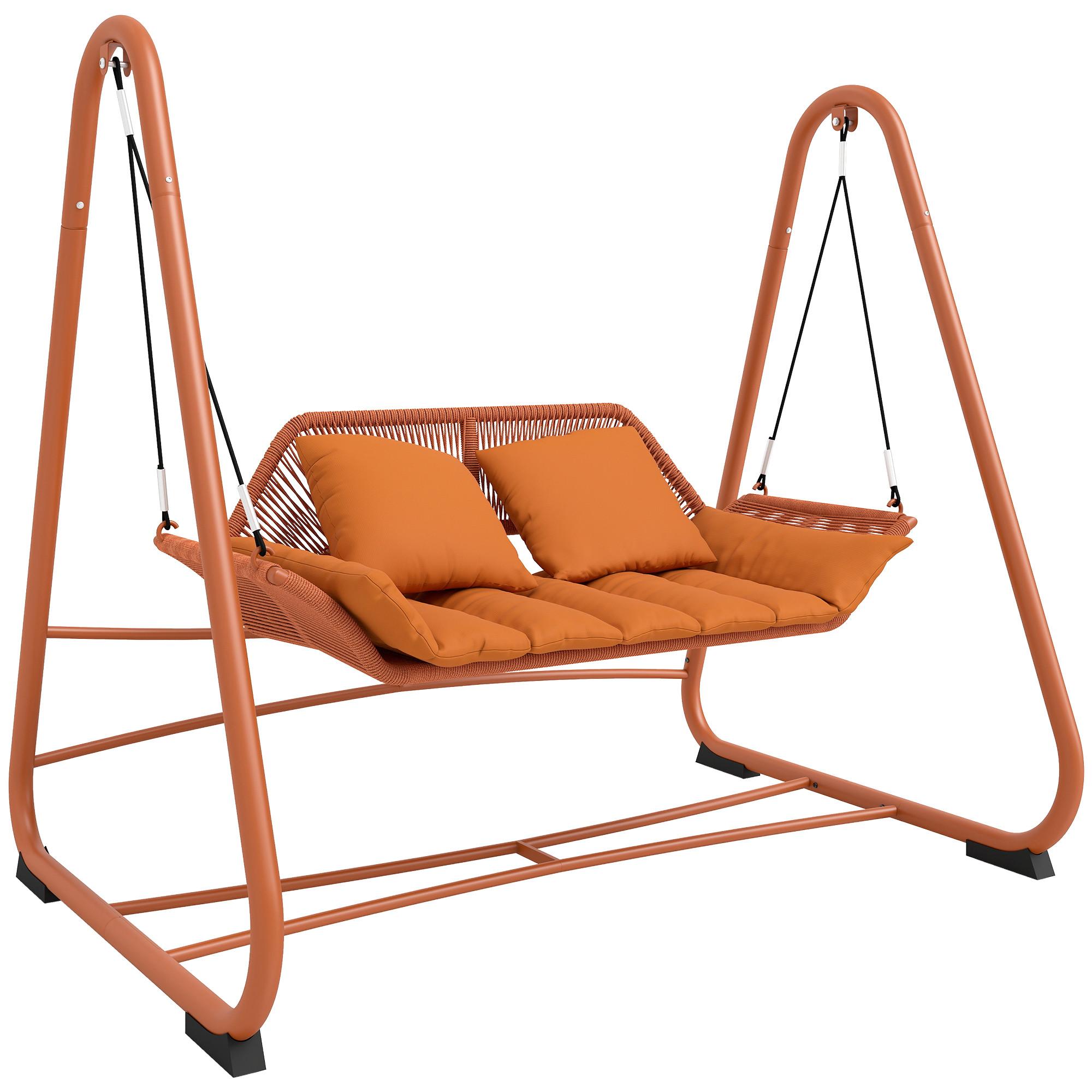 HOLLYWOODSCHAUKEL Metall Polyester Terrakotta - Terracotta, Textil/Metall (120/162/174cm) - Outsunny