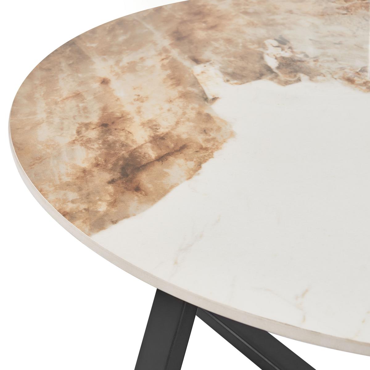 COUCHTISCH Weißer Marmor Ivins - Beige/Schwarz, Keramik (80/80/40cm) - Beliani