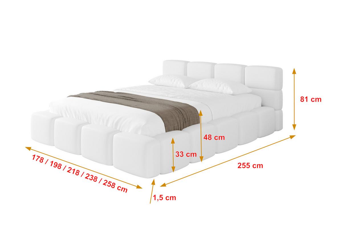 POLSTERBETT mit Bettkasten und Lattenrost, Bett mit Kopfteil, Boxbett ohne Matratze, Doppelbett mit Stauraum - NATA-v1 200x200 Weiß - Weiß, Holzwerkstoff/Textil (200/200cm) - ALTDECOR