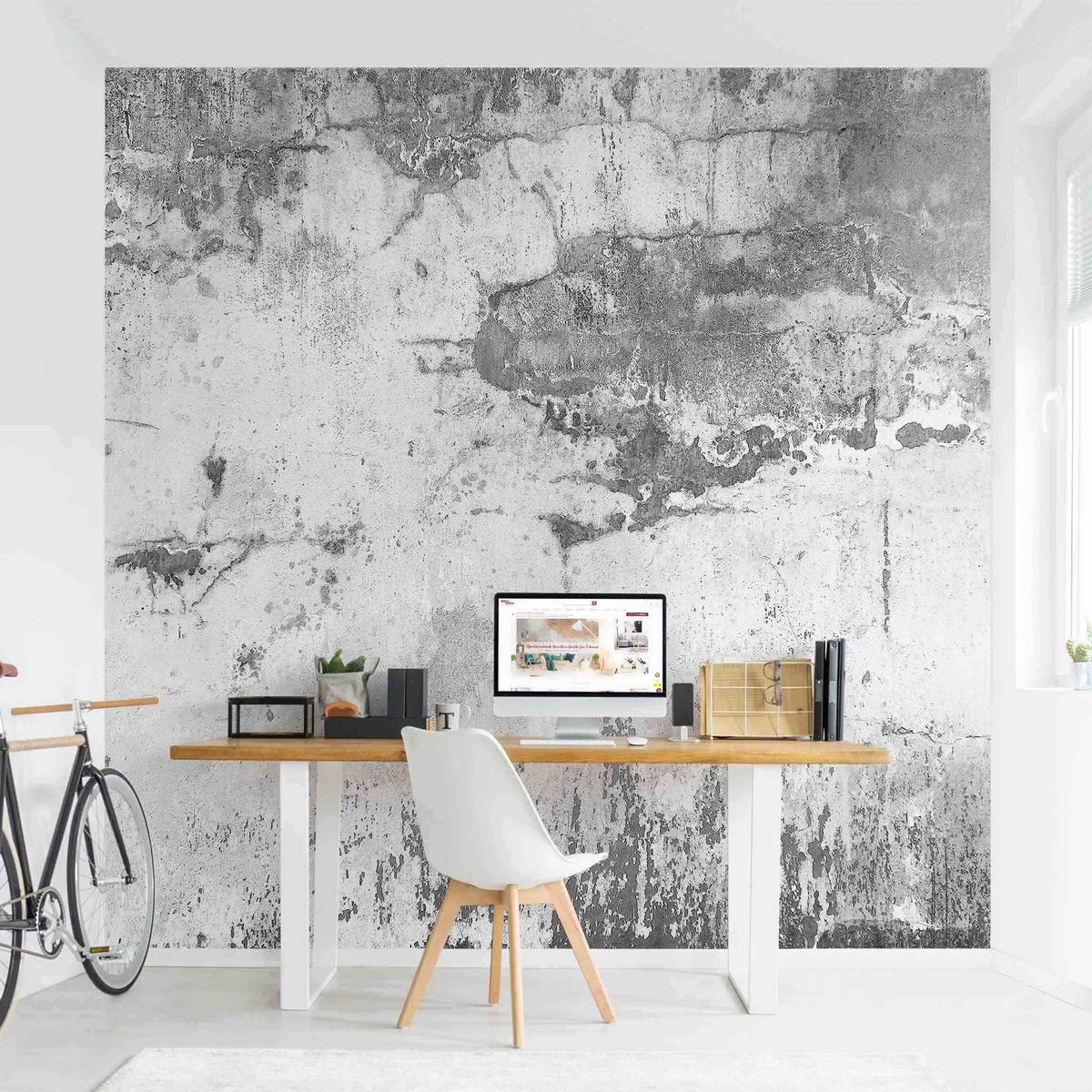 FOTOTAPETE Grunge Betonwand Grau 288/288 cm - Grau, Papier (288/288cm) - Bilderwelten