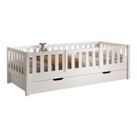 TAGESBETT Kapua 90x200 Bettschublade Rausfallschutz Kiefer massiv weiß - Weiß, Holz (90/200cm) - 58aufmkessel