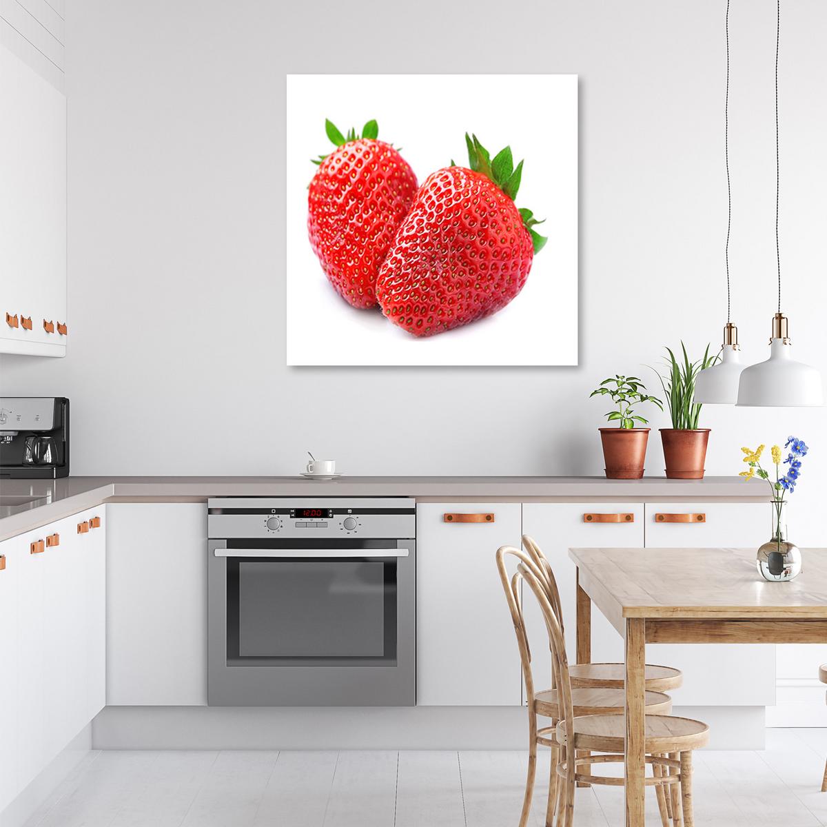 WANDBILD erdbeerfrucht - Rot, Textil (40/40cm) - Feeby