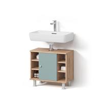WASCHBECKENUNTERSCHRANK Fucino Grün/Goldkraft Eiche 60 x 54 cm - Honigeiche/Grün, Holzwerkstoff (60/54/32cm) - Livinity®