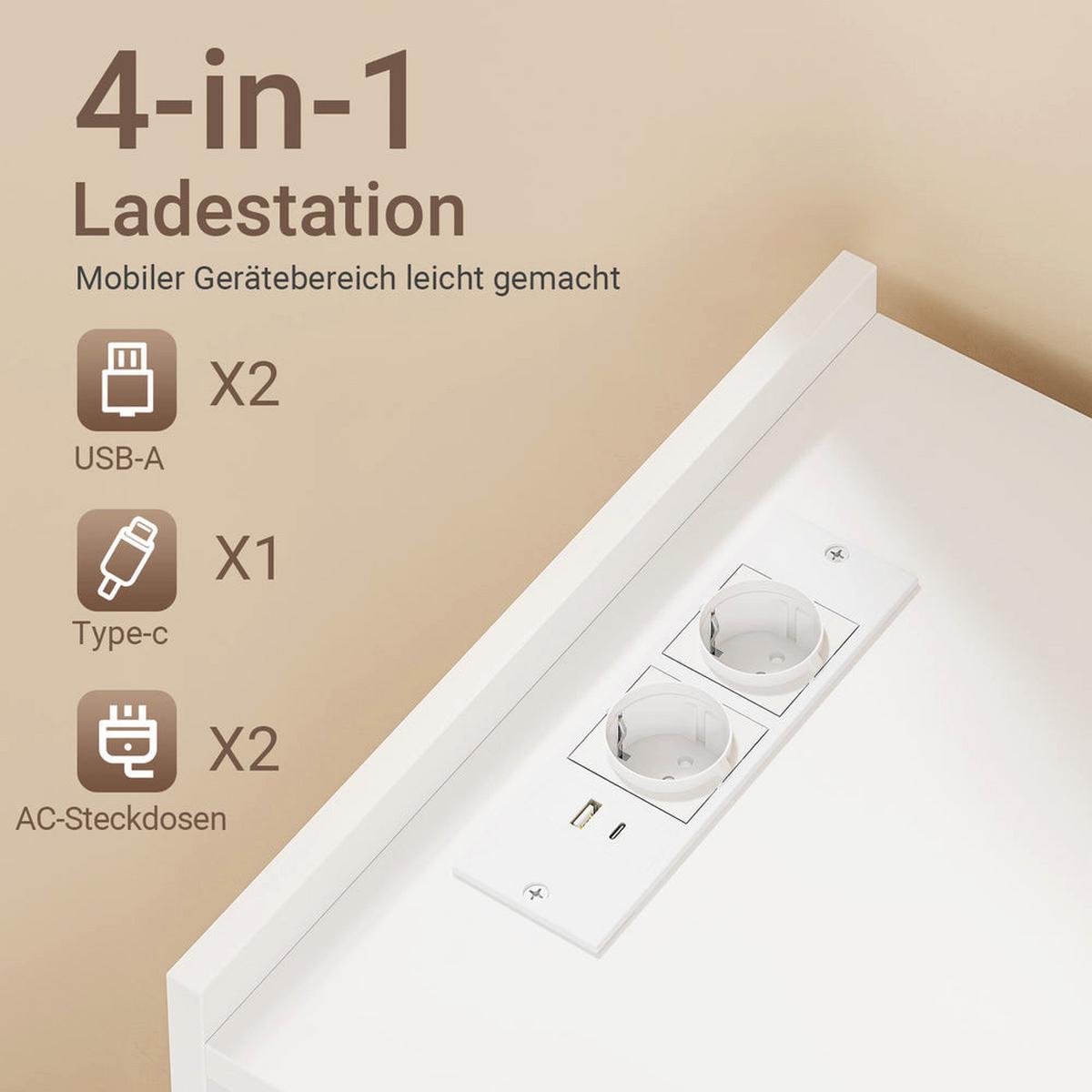 MIKROWELLENSCHRANK mit 4-in-1-Ladestation 61,5×40×92 cm - Ahornfarben, Fell (61/92/40cm) - SoBuy
