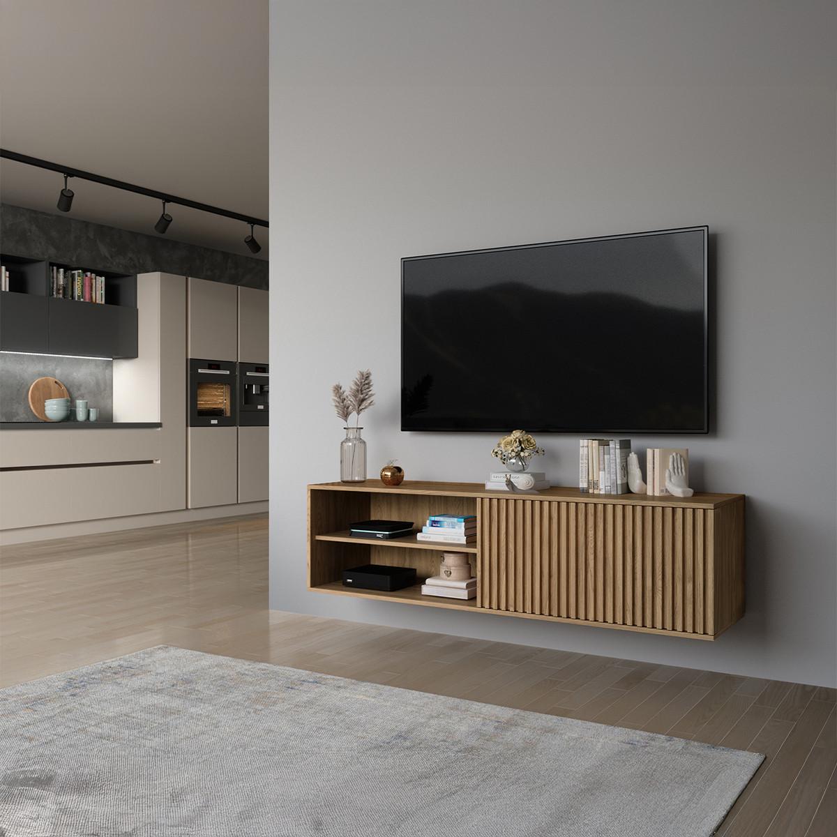 TV-MÖBEL Esteban Holz - Braun, Holzwerkstoff (150/52/40cm) - Petits-meubles