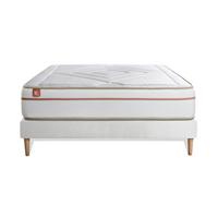 BETT Le Paisible Memory-Schaum 160 x 200 cm h1 - Kit Bettgestell Weiß - Beige/Weiß, Karton/Holz (160/200cm) - Marmottes & Co