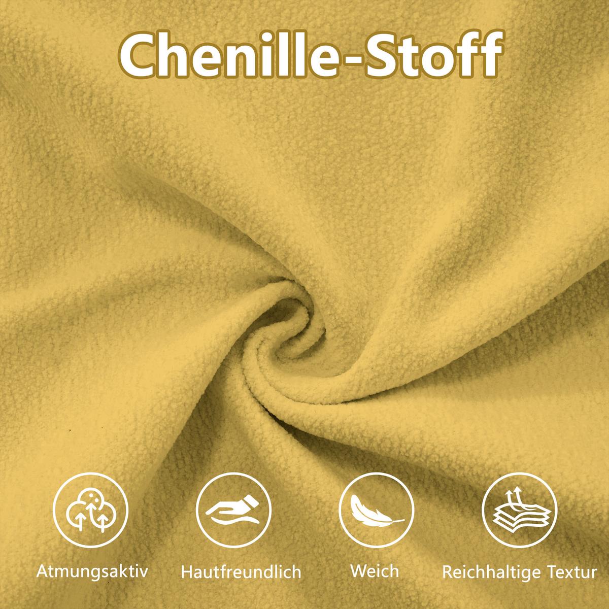 ECKSOFA Modulares 313cm Chenille Cloud-Sofa mit Ottoman für das Wohnzimmer - Gelb, Textil (313/145cm) - Urban Meuble