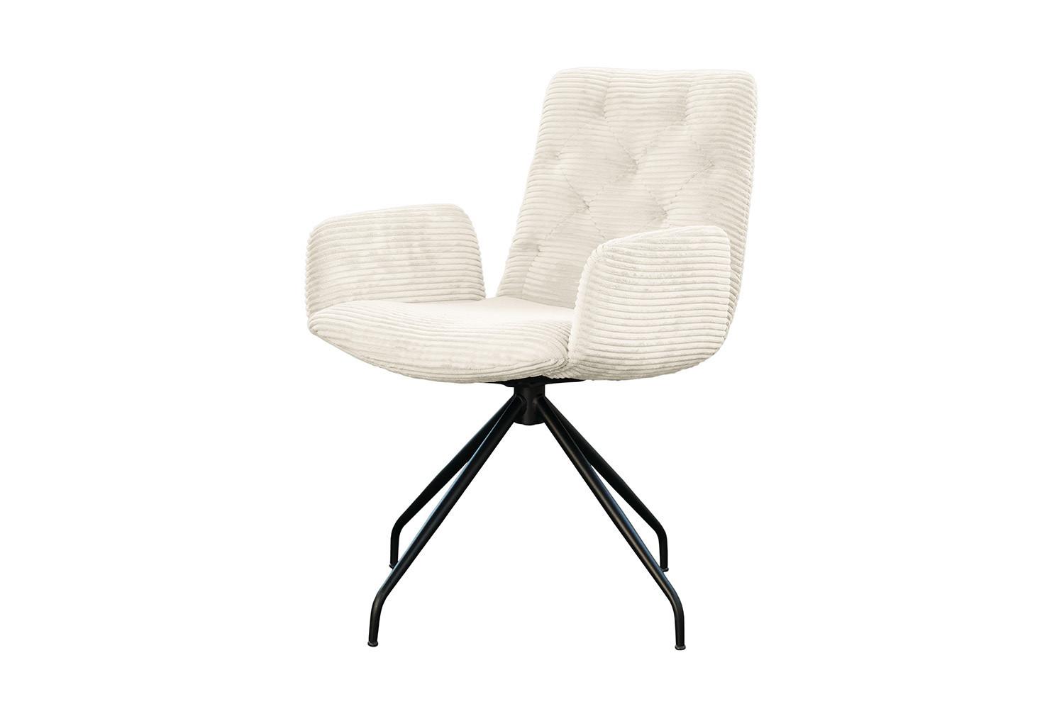 DREHSTUHL NEW CHARME Cremeweiß Cord (1er-Set) - Creme, Textil (59/87/66cm) - KAWOLA