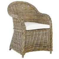 GARTENSESSEL Rattan natürlich Auflagen cremeweiß Susua - Beige/Naturfarben, Naturmaterialien (54/87/67cm) - Beliani