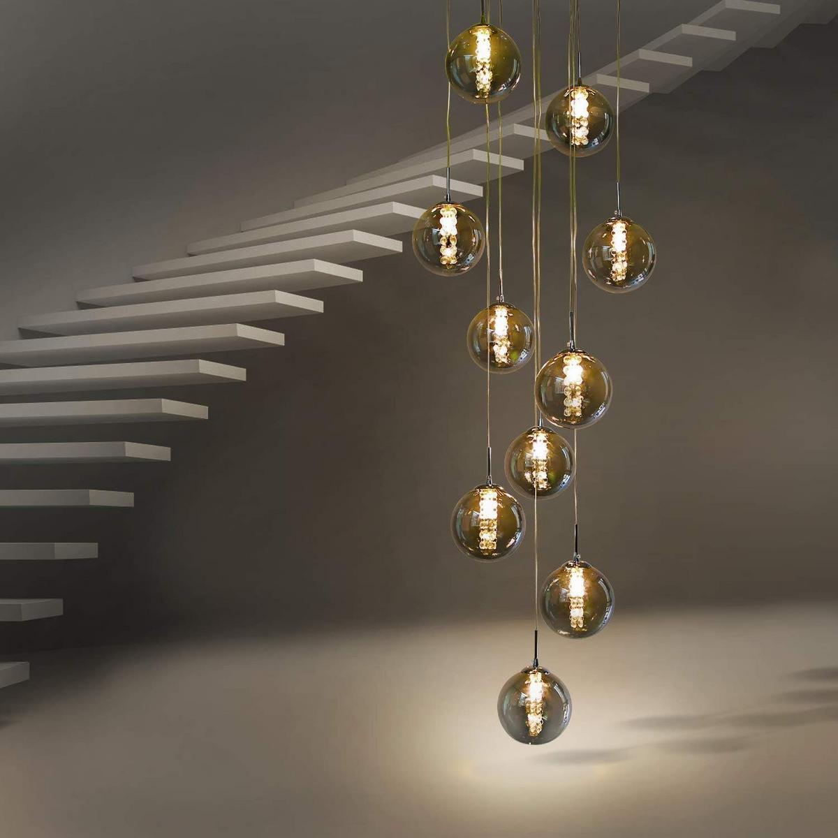 PENDELLEUCHTE Energie 10-flammig 41/41/240 cm - Grau, Glas (41/41/240cm) - Nettlife